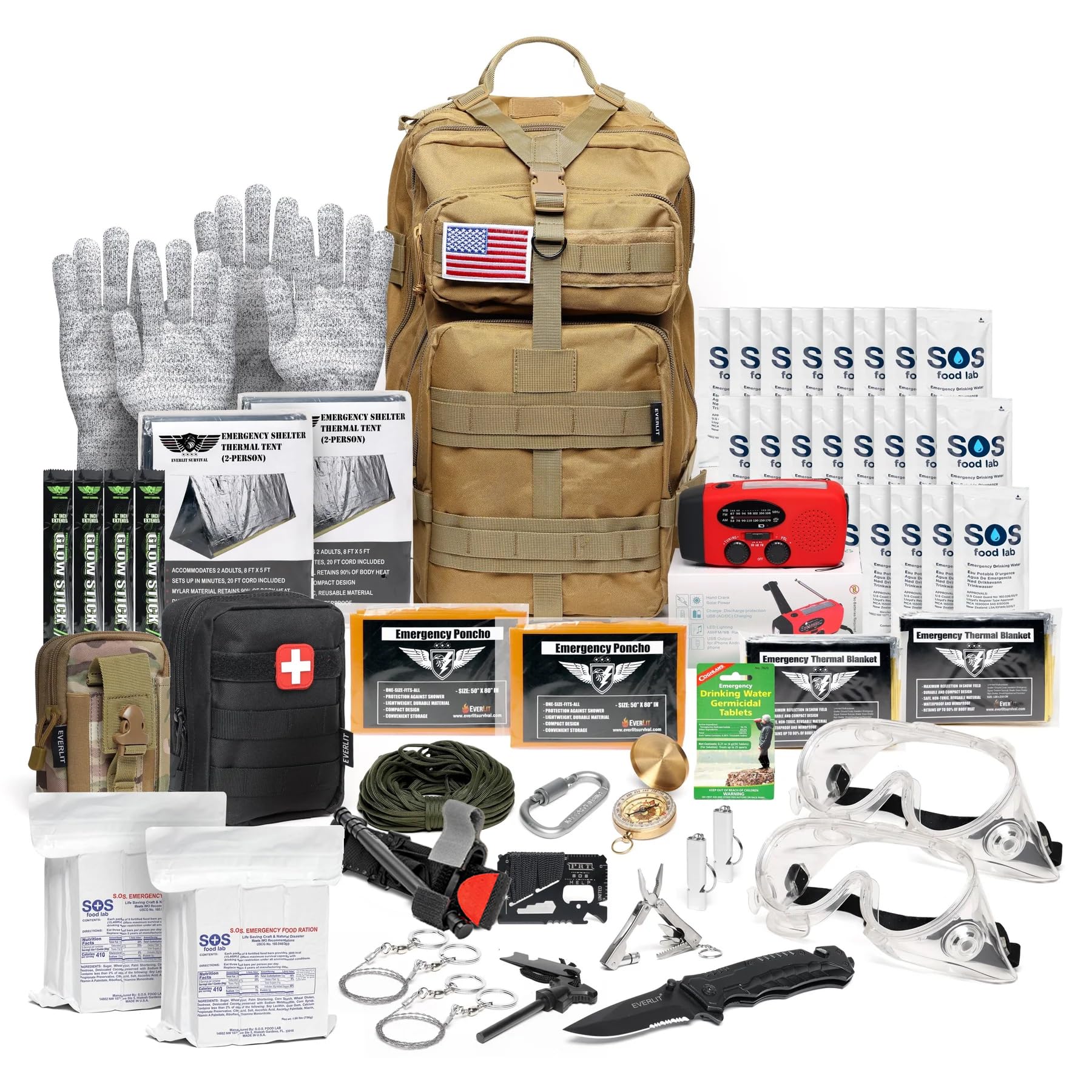 Amazon.com: EVERLIT 72 Hours 3 Day Earthquake Emergency Kit Bugout